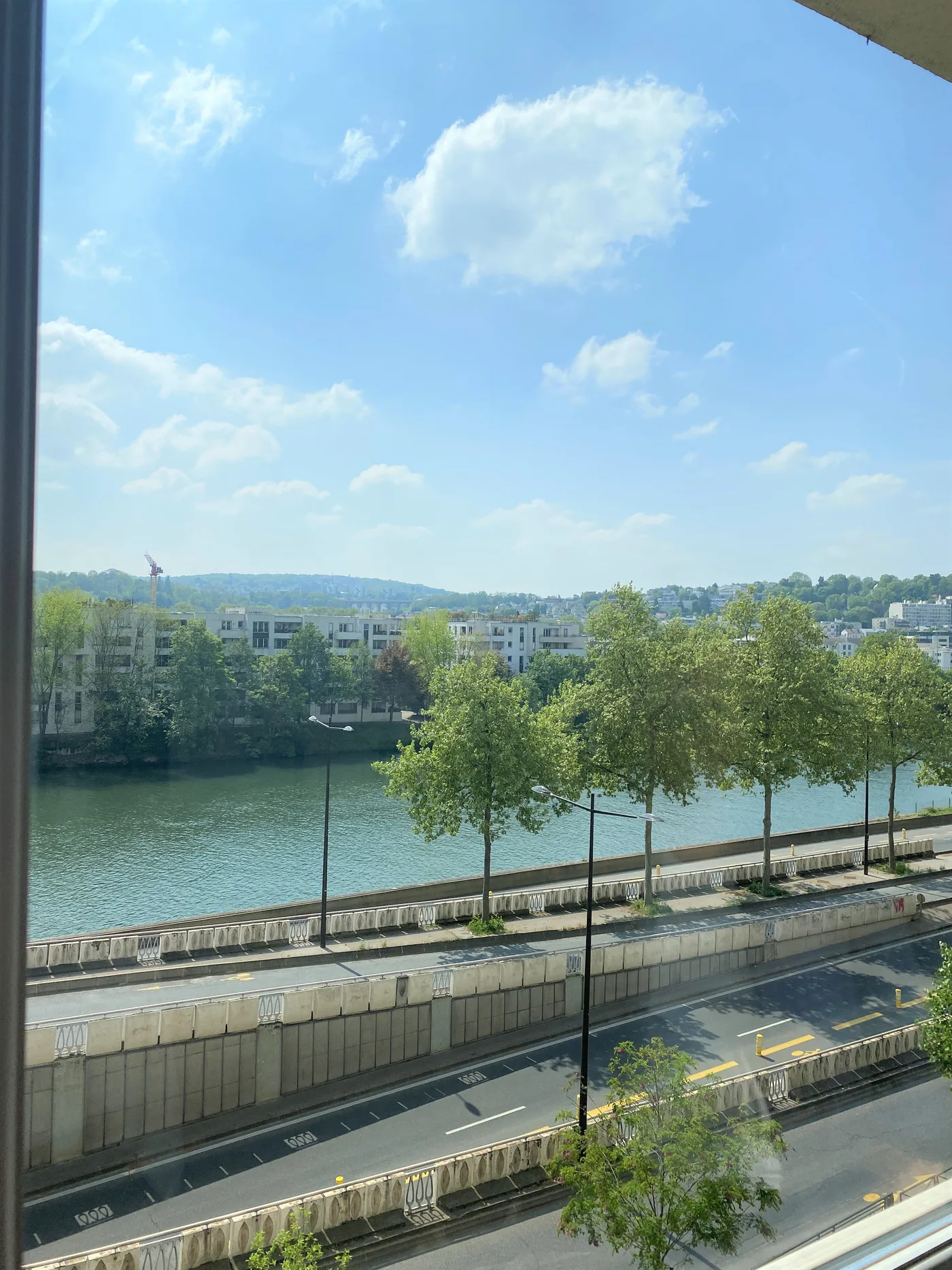 Vue depuis l’appartement sur la Seine et les arbres de la berge — Boulogne Billancourt.
